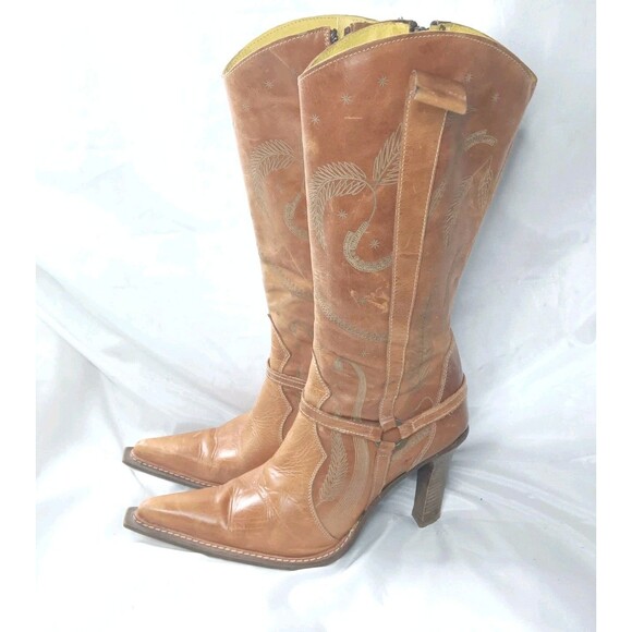 Vintage Destroy Leather Boots Size EU 40  Y2k Made In Spain Brown - Picture 2 of 10